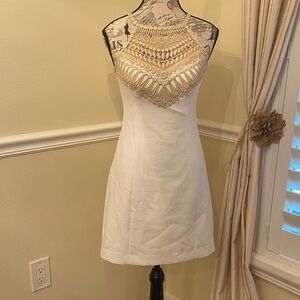 Lilly Pulitzer White Mini Dress with Gold Accents